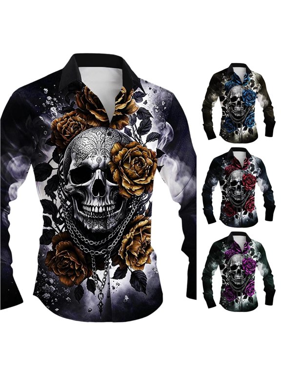 Big and Tall Halloween Shiirt for Men Shirt For Festive Occasions with Classic Button Down and Comfortable Ideal for Daily Casual And Party Events Yellow 3XL