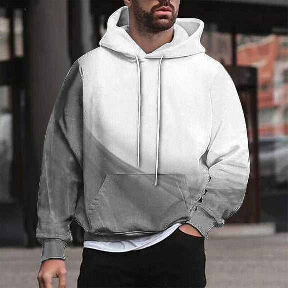 Big & Tall Hoodies for Men M-4X Plus Size Long Sleeve Pullover Sweatshirts with Pocket Casual Basic Loose Comfort Gradient Hoodie Tops