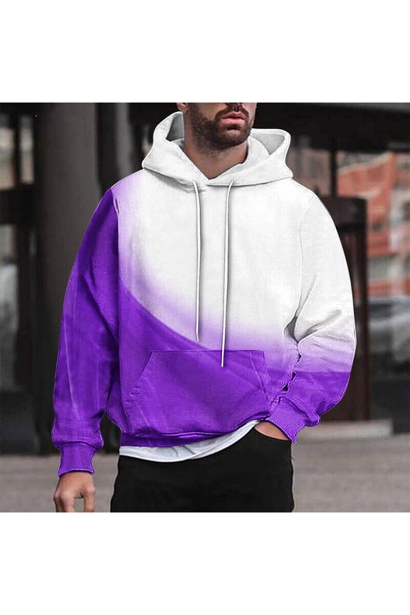 Big & Tall Hoodies for Men M-4X Plus Size Long Sleeve Pullover Sweatshirts with Pocket Casual Basic Loose Comfort Gradient Hoodie Tops