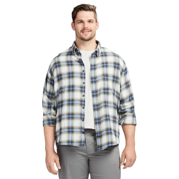 Big & Tall IZOD Stratton Flannel Long Sleeve Button Down Shirt Color: Light Bijou Blue Size: 3XB