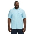 thumbnail image 1 of Big & Tall IZOD Sunshield Performance Woven Short Sleeve Button-Down Shirt Color: Aquarius Gingham Size: 3XB, 1 of 4