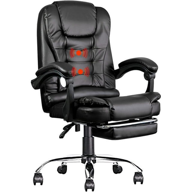 Big and Tall Leather Office Chair with Foot Rest 400lbs Capacity