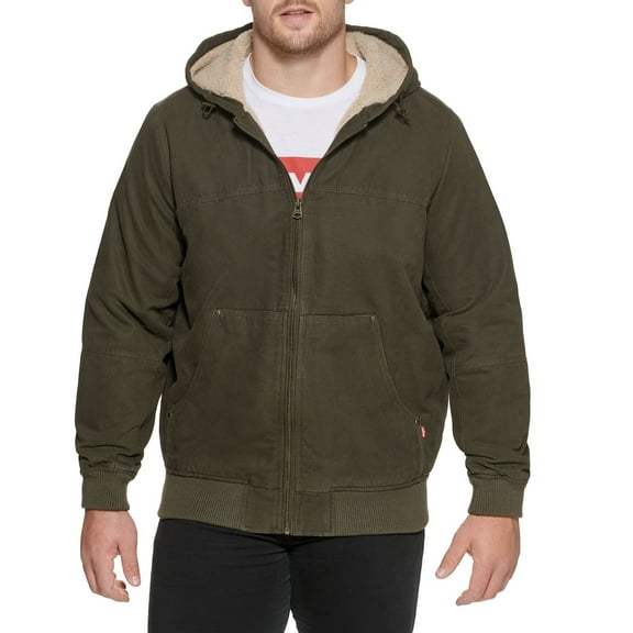 Big & Tall Levi's® Sherpa-Lined Trucker Jacket Color: Olive Size: 4XL TALL