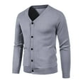 thumbnail image 1 of Big & Tall Lightweight Knit Cardigan Long Sleeve Button down Mens Sweater Slim-Fit Soft Casual Basic Sweaters XXXXL, Gray, 1 of 6