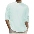 thumbnail image 1 of Big & Tall Long Sleeve Shirts Button-Up Striped Mens Dressy Casual Blouses Mock Neck Going Out Outfits Mint Green, M, 1 of 6