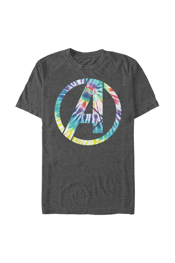 Men's Marvel Avengers Tie-Dye Logo  Graphic Tee Charcoal Heather 4X Large