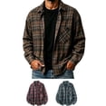 thumbnail image 1 of Big & Tall Men Button-up Shirts Plaid Lapel Collar Long Sleeve Loose Fit Fall Casual Basic Daily Lightweight Tops M-5XL, 1 of 5