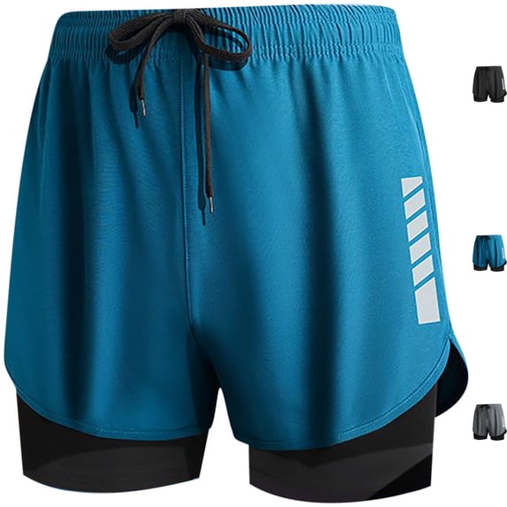 Big & Tall Men's 2 in 1 Athletic Shorts 5" Inseam Performance Quick Dry Running Short Pants with Compression Liner, Workout Training Graphic Basketball Short Pants