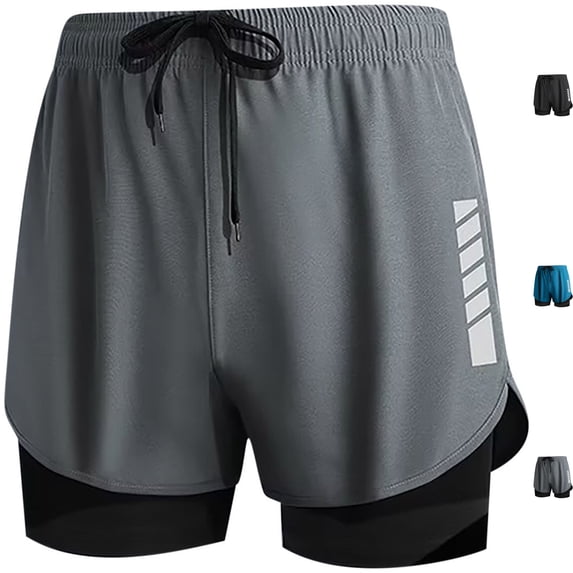 Big & Tall Men's 2 in 1 Athletic Shorts 5" Inseam Performance Quick Dry Running Short Pants with Compression Liner, Workout Training Graphic Basketball Short Pants