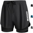 thumbnail image 1 of Big & Tall Men's 2 in 1 Athletic Shorts 5" Inseam Performance Quick Dry Running Short Pants with Compression Liner, Workout Training Graphic Basketball Short Pants, 1 of 8