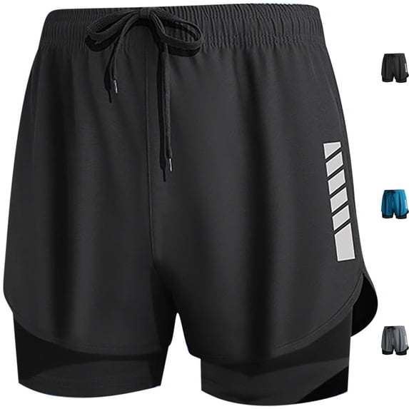 Big & Tall Men's 2 in 1 Athletic Shorts 5" Inseam Performance Quick Dry Running Short Pants with Compression Liner, Workout Training Graphic Basketball Short Pants