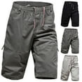 thumbnail image 1 of Big & Tall Men's 3/4 Capri Cargo Shorts Below Knee Quick Dry Twill Outdoor Hiking Short Pants with Multi Pockets Drawstring Elastic Waist Belt Loops Performance, 1 of 9