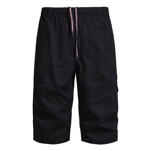 Big & Tall Men's 3/4 Capri Cargo Shorts Below Knee Quick Dry Twill Outdoor Hiking Short Pants with Multi Pockets Drawstring Elastic Waist Belt Loops Performance