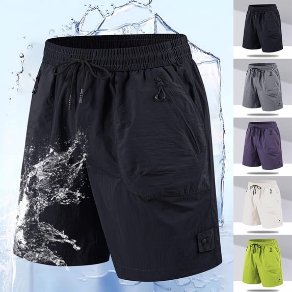 Big & Tall Men's 7" Inseam Utility Cargo Short Pants Quick Dry Lightweight Performance Outdoor Hiking Fishing Walking Shorts with Zipper Pockets Stretch Elastic Waist