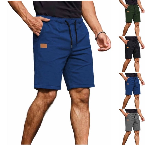 Big & Tall Men's 9 Inch Inseam Premium Twill Shorts Elastic Waist Drawstring Casual Short Pants for Workout Hiking Summer Beach with Flap Pockets Above Knee Length