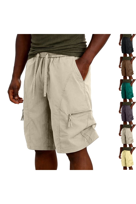 Big & Tall Men's Athletic Cargo Shorts 9 Inch Inseam Quick Dry Performance Outdoor Short Pants with Zipper Pockets Summer Breathable Mesh Stretch Hiking Fishing