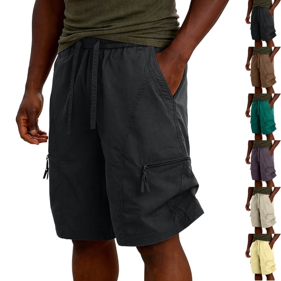 Big & Tall Men's Athletic Cargo Shorts 9 Inch Inseam Quick Dry Performance Outdoor Short Pants with Zipper Pockets Summer Breathable Mesh Stretch Hiking Fishing