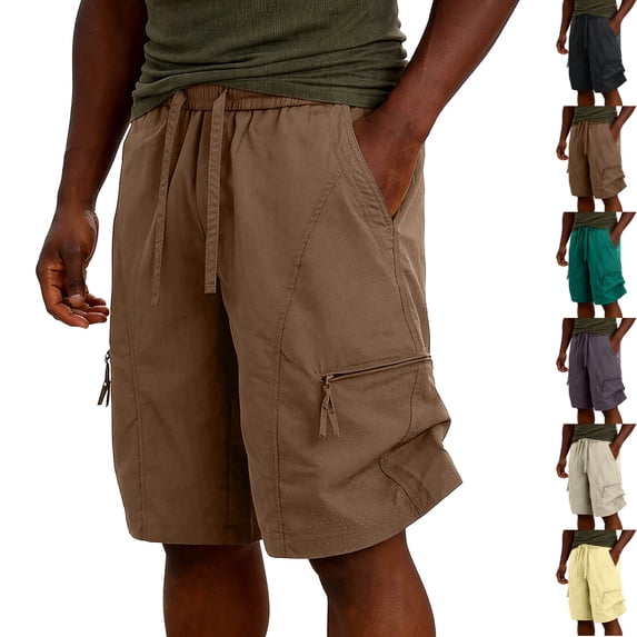 Big & Tall Men's Athletic Cargo Shorts 9 Inch Inseam Quick Dry Performance Outdoor Short Pants with Zipper Pockets Summer Breathable Mesh Stretch Hiking Fishing