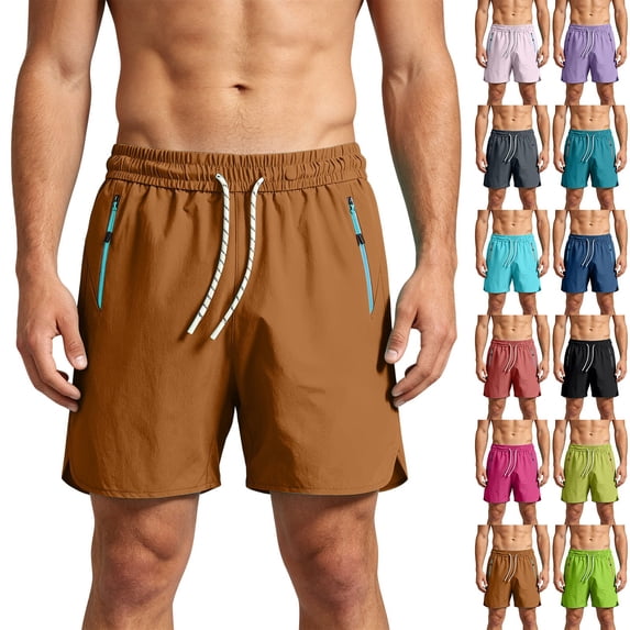 Big & Tall Men's Athletic Shorts 6" Inseam Running Quick Dry Short Pants Above Knee Length with Zipper Pockets Activewear