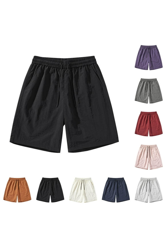 Big & Tall Men's Athletic Shorts 7" 9" Inseam Quick Dry Performance Stretch Beach Bermuda Short Pants with Pockets, Elastic Waist Drawstring Knee Length for Running