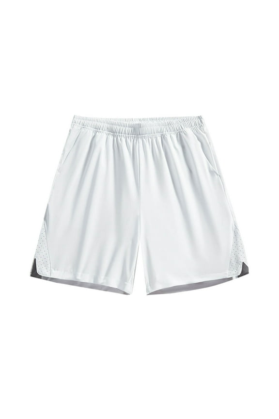 Big & Tall Men's Athletic Shorts, Ice Silk Cooling Workout Short Pants Above Knee Length Performance Quick Dry Training Running Short with Side Mesh