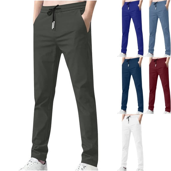 Big & Tall Men's Athletic Track Pants Lightweight Tapered Leg Bottoms Drawstring Elastic Waist with Pockets for Running Workout Fall
