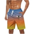 thumbnail image 1 of Big & Tall Men's Board Shorts 10" Inseam Gradient Ombre Bee Graphic Quick Dry Stretch Water Repellent Summer Beach Vacation Bathing Suit with Pockets, 1 of 5
