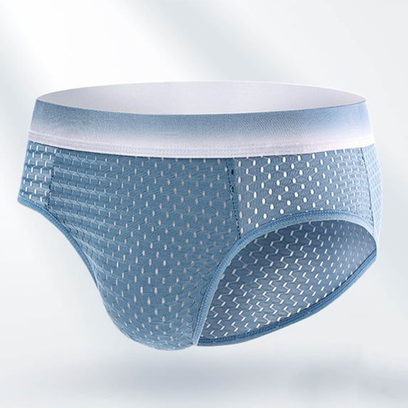 Big & Tall Men's Breathable Mesh Underwear - 3XL, Light Blue, Moisture-Wicking, Wide Waistband for Daily Comfort