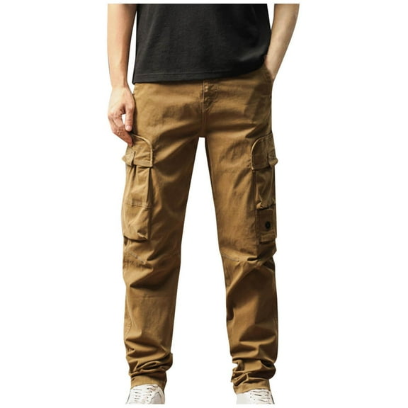 Big and Tall Men's Cargo Pants Elastic Waist Blended Breathable Comfortable Soft Beach Casual Full Length Pants Cargo Pants Trousers Beige 2XL