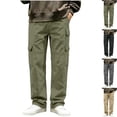 thumbnail image 1 of Big & Tall Men's Cargo Pants Loose Fit Multi-Pocket Straight Leg Utility Pants with Flap Pockets Lightweight Casual Work Outdoor Hiking, Army Green, M, 1 of 5