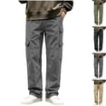 thumbnail image 1 of Big & Tall Men's Cargo Pants Loose Fit Multi-Pocket Straight Leg Utility Pants with Flap Pockets Lightweight Casual Work Outdoor Hiking, Gray, S, 1 of 5