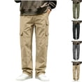 thumbnail image 1 of Big & Tall Men's Cargo Pants Loose Fit Multi-Pocket Straight Leg Utility Pants with Flap Pockets Lightweight Casual Work Outdoor Hiking, Khaki, XL, 1 of 7