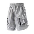thumbnail image 1 of Big & Tall Men's Cargo Shorts 10" Inseam Loose Fit Short Pants, Summer Below Knee Length Elastic Waist Drawstring Utility Shorts for Hiking with Pockets, 1 of 7