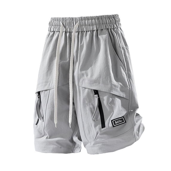 Big & Tall Men's Cargo Shorts 10" Inseam Loose Fit Short Pants, Summer Below Knee Length Elastic Waist Drawstring Utility Shorts for Hiking with Pockets