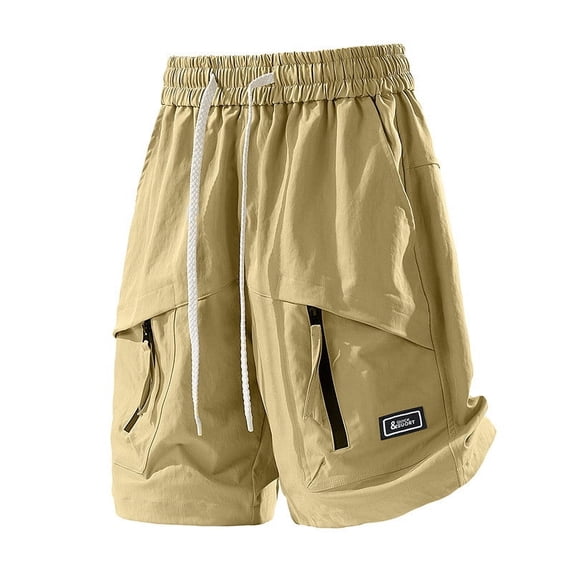 Big & Tall Men's Cargo Shorts 10" Inseam Loose Fit Short Pants, Summer Below Knee Length Elastic Waist Drawstring Utility Shorts for Hiking with Pockets