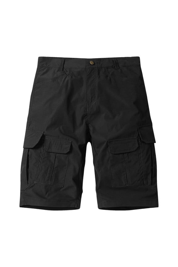 Big & Tall Men's Cargo Shorts 10" Inseam Ripstop Work Short Pants, Lightweight Quick Dry Knee Length Utility Bottoms for Hiking Fishing with 6 Pockets Belt Loops