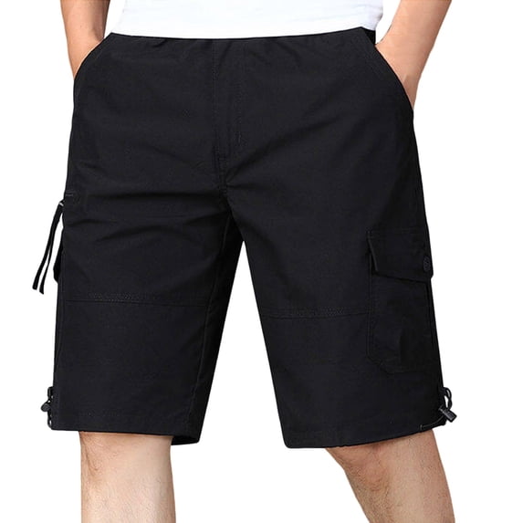 Big & Tall Men's Cargo Shorts 10" Inseam Utility Short Pants Pocket Work Wear with Belt Loops Elastic Waist Lightweight Rugged Construction for Summer Outdoor Activities