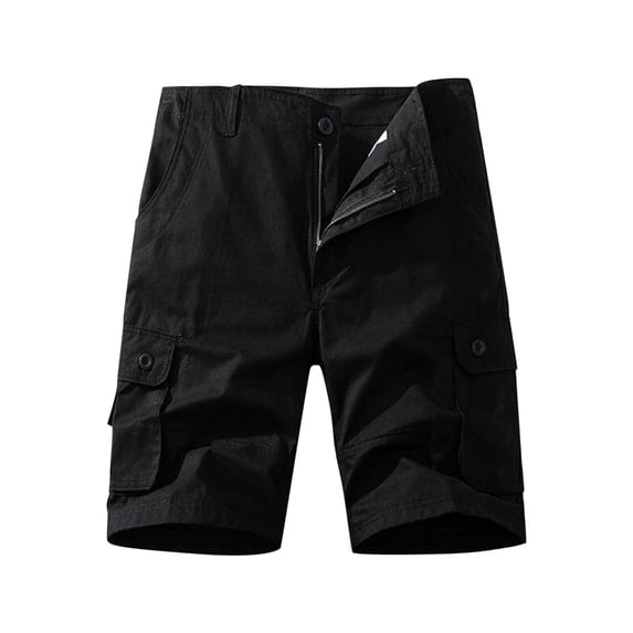 Big & Tall Men's Cargo Shorts 10" Inseam Work Short Pants, Durable Twill Multi-Pocket Utility Bottoms Below Knee Length for Fishing & Hiking, Solid Performance Wear