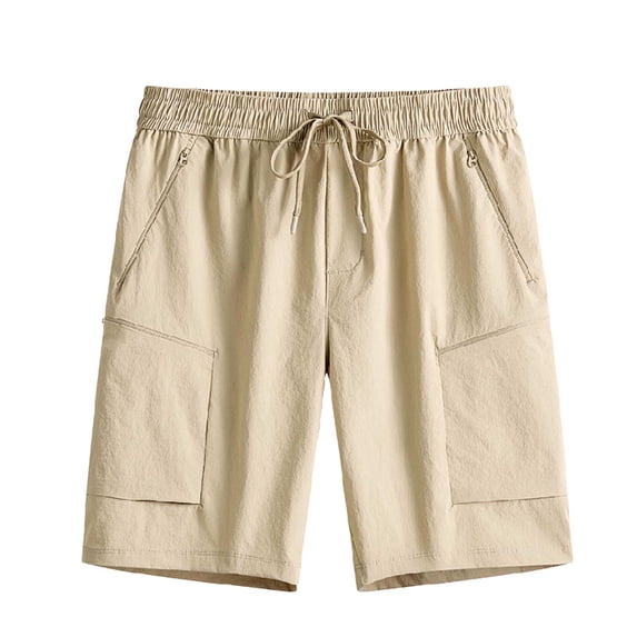Big & Tall Men's Cargo Shorts 9" Inseam Quick Dry Performance Short Pants Above Knee Length Elastic Waist Drawstring Multi-Pocket for Workout Outdoor Hiking