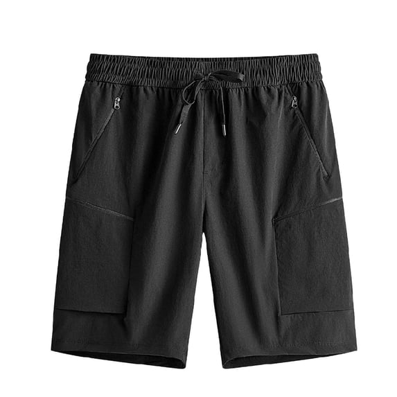 Big & Tall Men's Cargo Shorts 9" Inseam Quick Dry Performance Short Pants Above Knee Length Elastic Waist Drawstring Multi-Pocket for Workout Outdoor Hiking