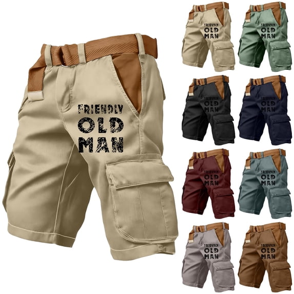Big And Tall Men's Cargo Shorts With Elastic Waist And Drawstring Featuring Durable Fabric And Contrast Pocket Lining For Summer Work Hiking Fishing Light Gray S