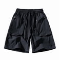 thumbnail image 1 of Big & Tall Men's Cargo Shorts Quick Dry 8" Inseam Knee Length Elastic Waist Drawstring Utility Short Pants with Zipper Pockets for Outdoor Hiking Fishing Golf, 1 of 9