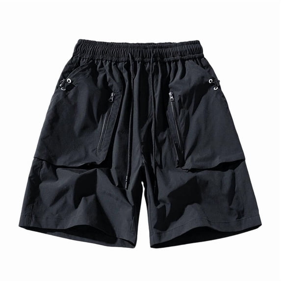 Big & Tall Men's Cargo Shorts Quick Dry 8" Inseam Knee Length Elastic Waist Drawstring Utility Short Pants with Zipper Pockets for Outdoor Hiking Fishing Golf