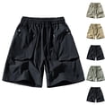 thumbnail image 1 of Big & Tall Men's Cargo Shorts Quick Dry 8" Inseam Knee Length Elastic Waist Drawstring Utility Short Pants with Zipper Pockets for Outdoor Hiking Fishing Golf, 1 of 5