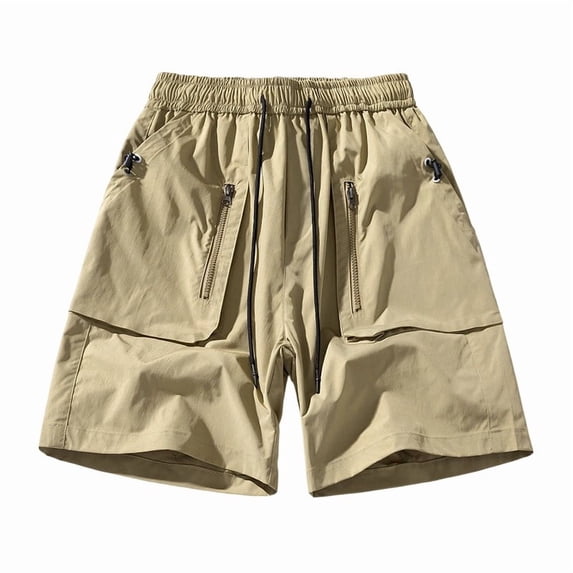Big & Tall Men's Cargo Shorts Quick Dry 8" Inseam Knee Length Elastic Waist Drawstring Utility Short Pants with Zipper Pockets for Outdoor Hiking Fishing Golf