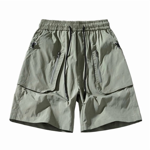 Big & Tall Men's Cargo Shorts Quick Dry 8" Inseam Knee Length Elastic Waist Drawstring Utility Short Pants with Zipper Pockets for Outdoor Hiking Fishing Golf
