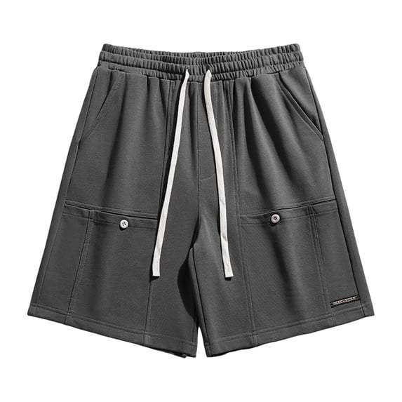 Big & Tall Men's Cargo Sweat Shorts Casual 9" Inseam Utility Short Pants - Knee Length Multi Pocket Elastic Waist Drawstring for Summer Performance Outdoor Hiking
