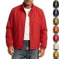 thumbnail image 1 of Big & Tall Men's Classic Windbreaker Old Money Golf Jacket Stand Collar Lightweight Full Zip Outerwear with Zipper Pockets for Hiking Travel, Red, 5XL, 1 of 8