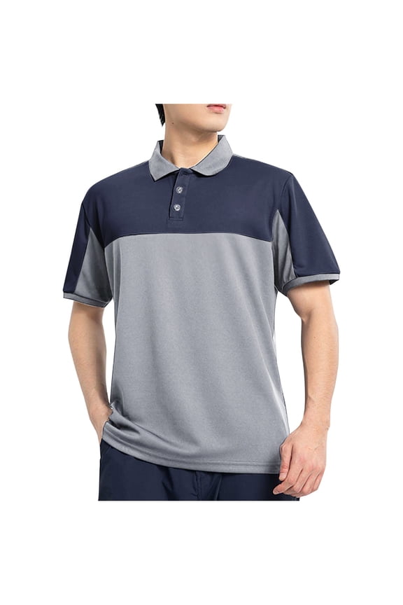 Big & Tall Men's Color Block Short Sleeve Golf Shirts Pique Jersey Moisture Wicking Quick Dry Performance Athletic Tennis Collared Tops Summer Father's Day Gift