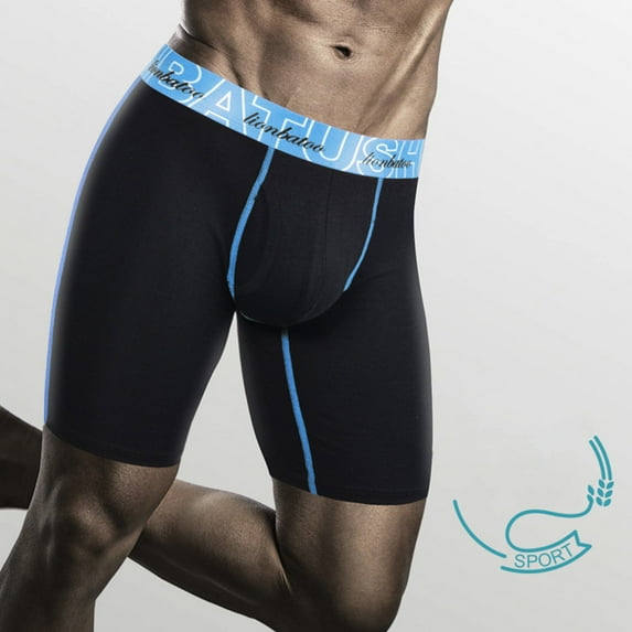 Big & Tall Men's Cotton Boxer Briefs 3XL Blue, Long Leg Athletic Style with Contrast Stitching, Comfortable Secure Fit for Daily & Workouts